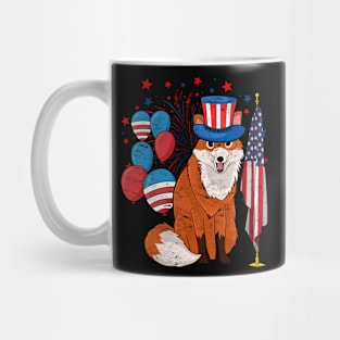 Patriotic 4th Of July USA Flag America Animal Lover Fox Mug